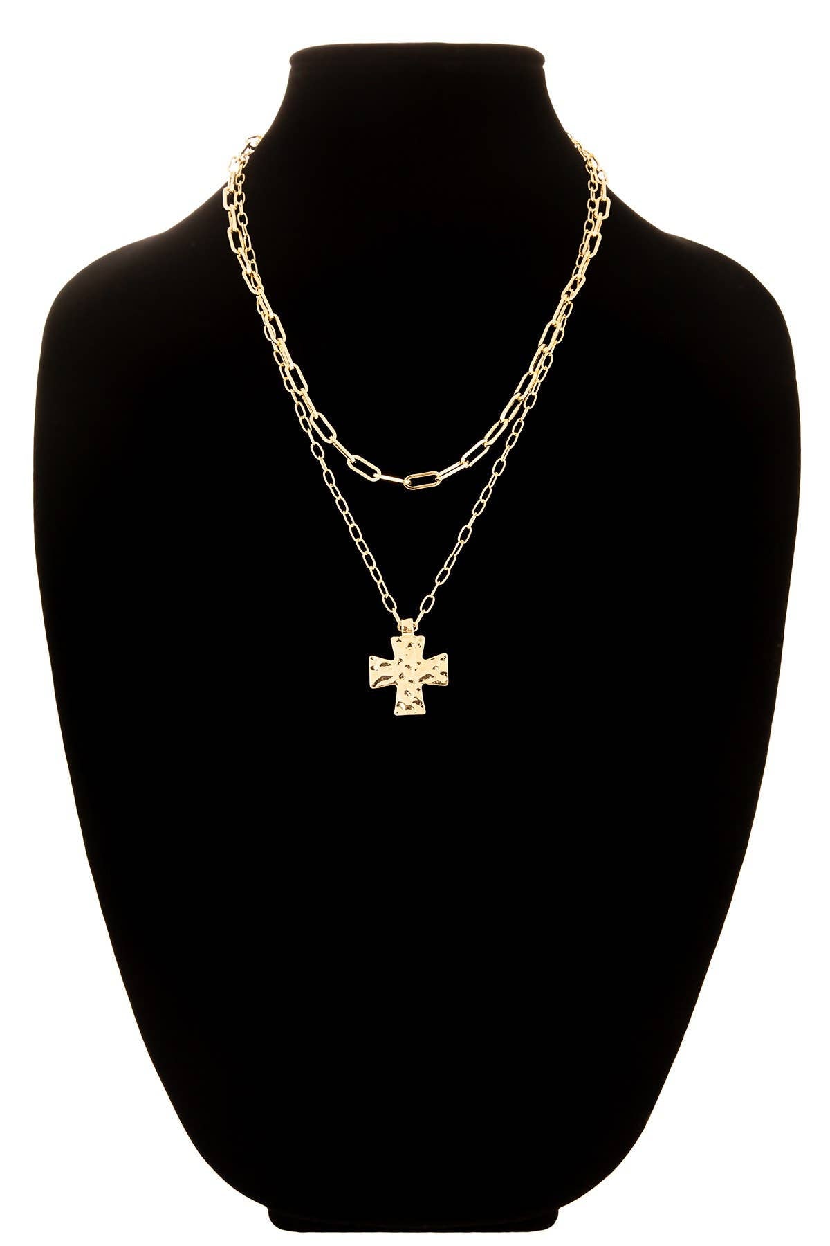 Gold Cross Layered Necklace