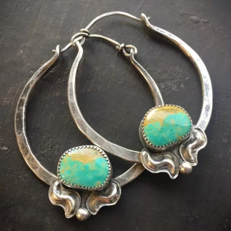 Stone Hoop Earrings
