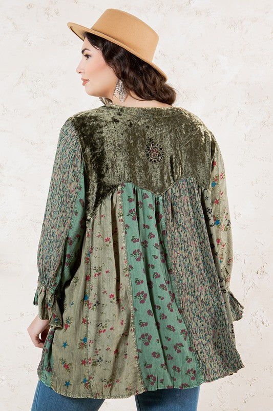 Plus Vintage Bohemian Velvet Top