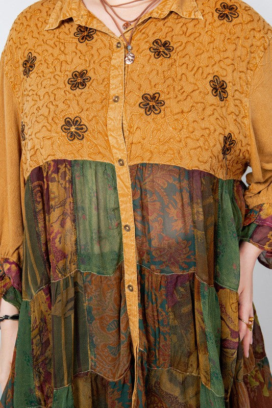 Plus Boho Patchwork Jhabla Top