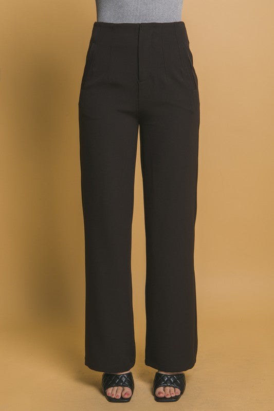 Classic Fit Pleated Pants Blk