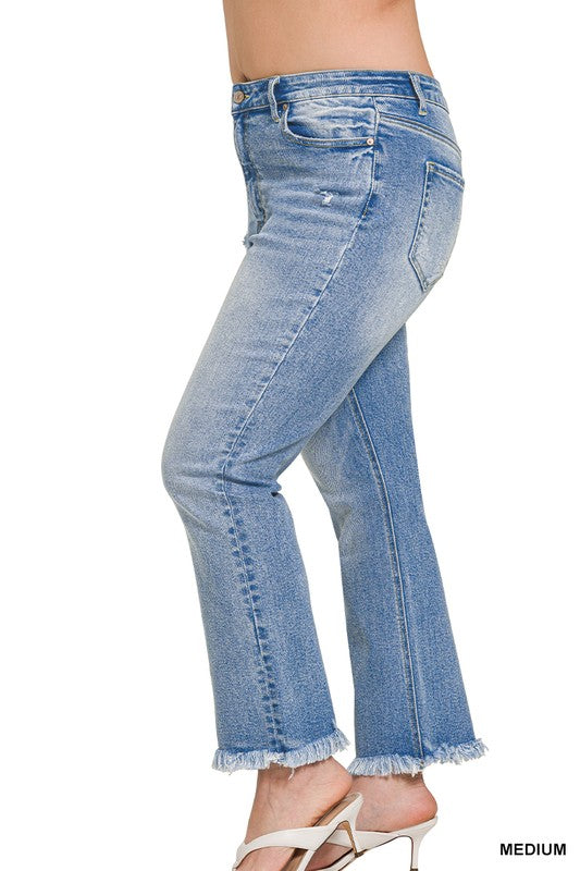 Plus Raw Hem Cropped Jean