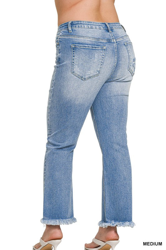 Plus Raw Hem Cropped Jean