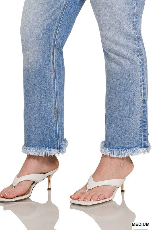 Plus Raw Hem Cropped Jean