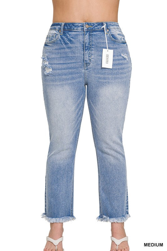 Plus Raw Hem Cropped Jean