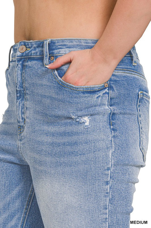 Plus Raw Hem Cropped Jean