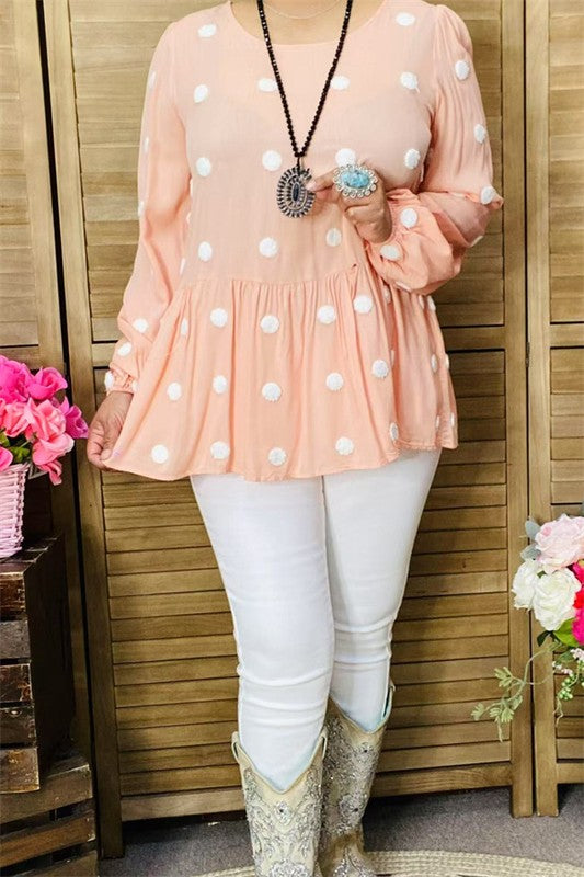 Plus Long Sleeve Baby Doll Top