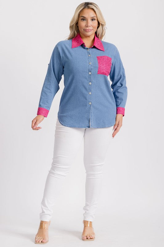 Plus Denim Pink Sparkle Pkt