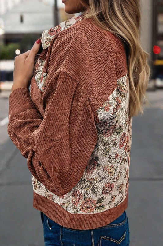 Ribbed Retro Floral Jacket