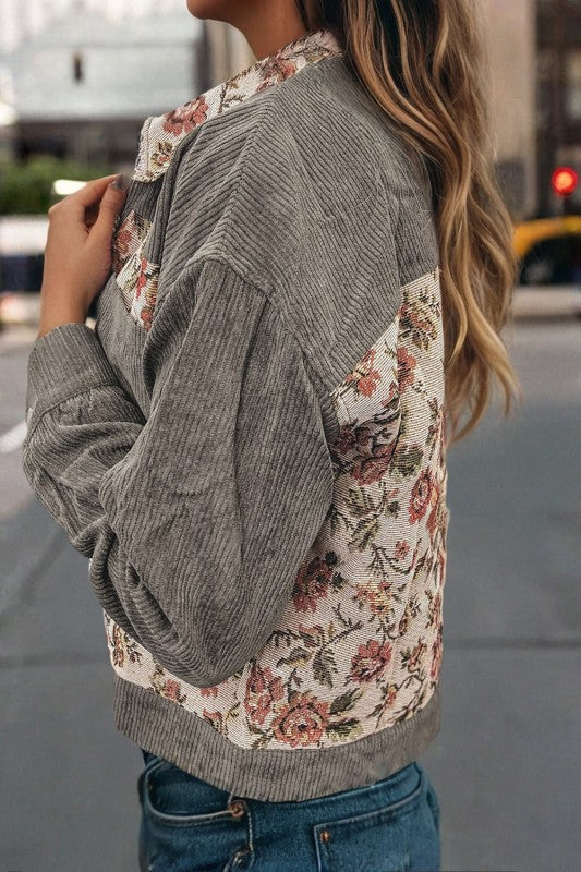 Ribbed Retro Floral Jacket