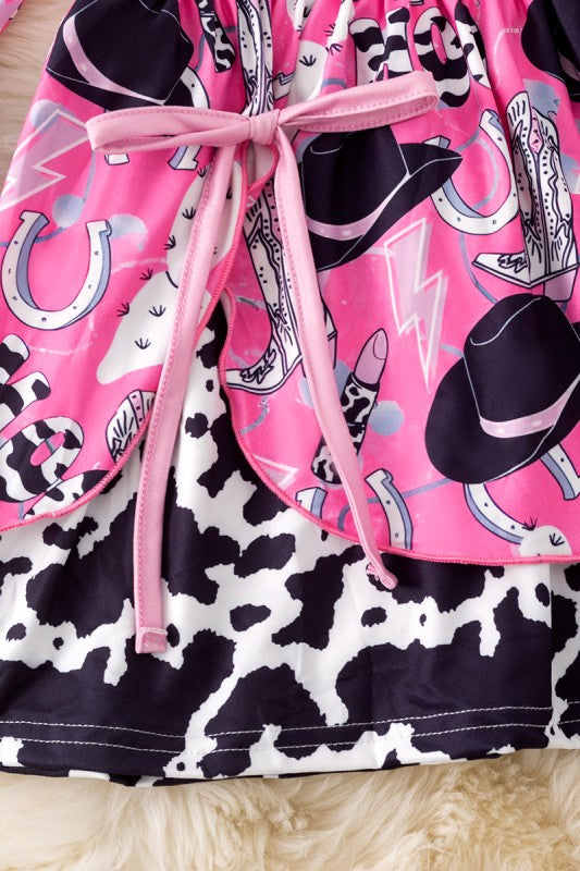 Kids Cow Dress w/Bell Sleeves