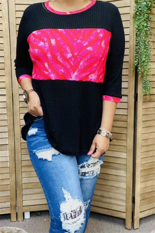 Knitted 3/4 Sleeve Loose Blouse