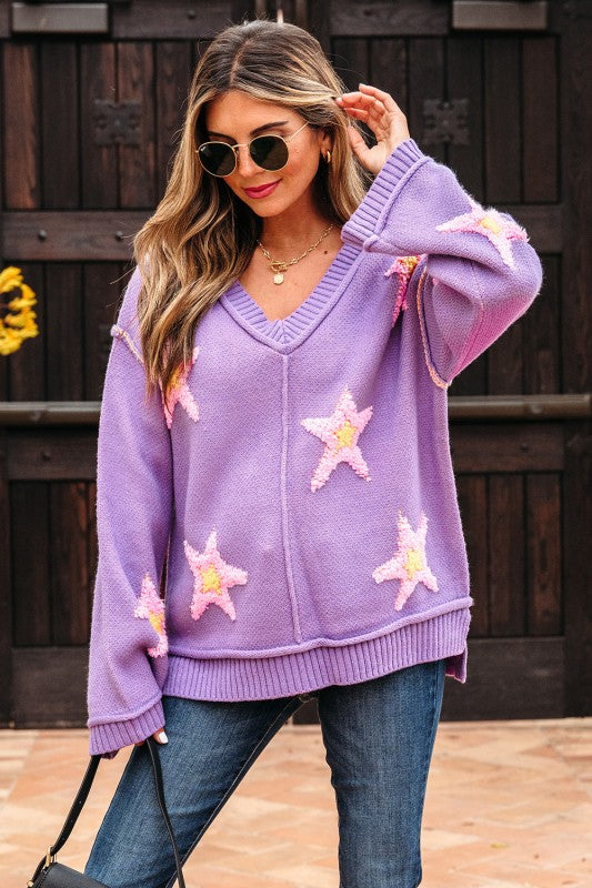 Purple Star Oversize Sweater