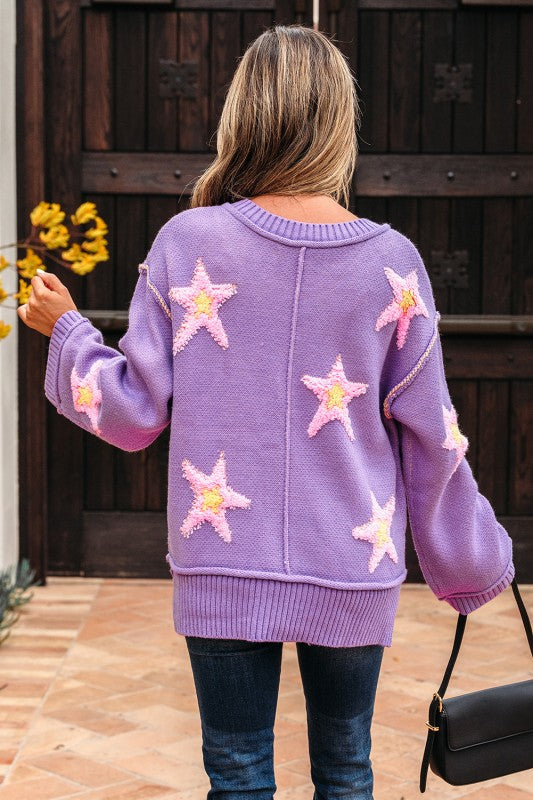 Purple Star Oversize Sweater