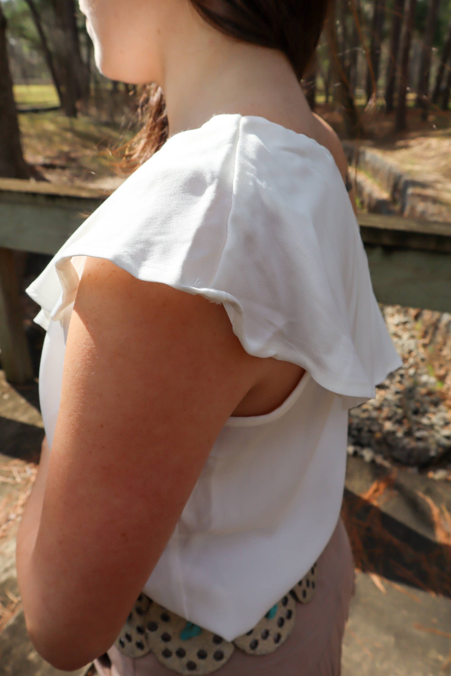 One Shoulder Chambray Top