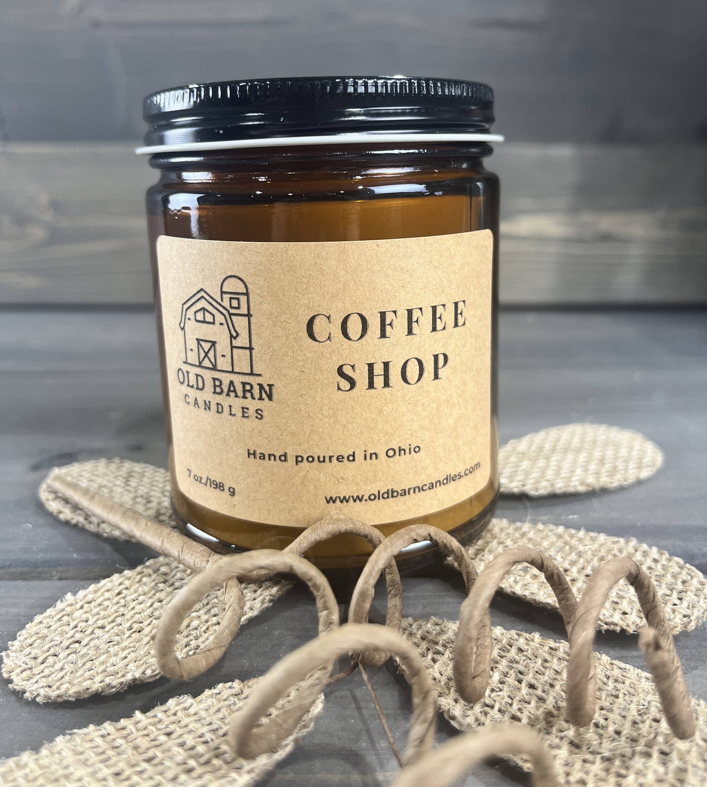 Coffee Shop 9oz Amber Straight Sided Jar w/Lid