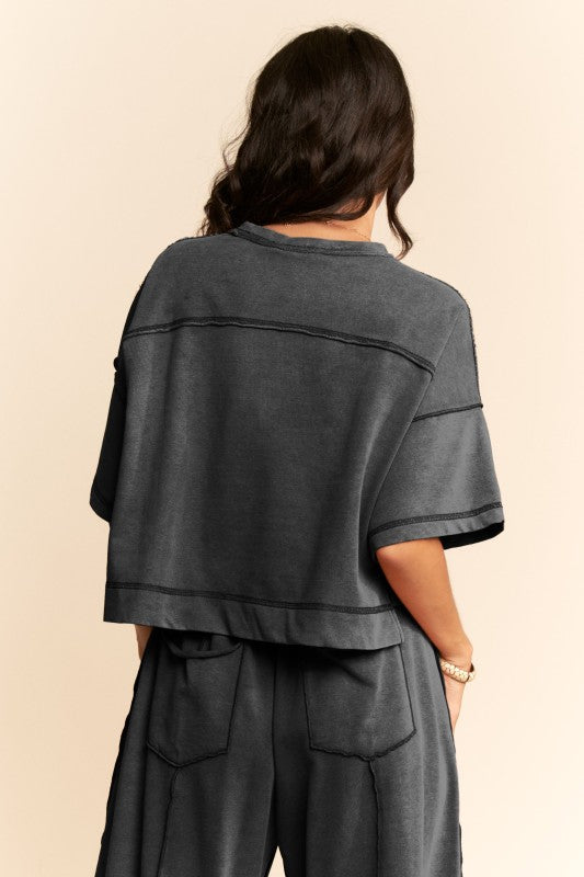 Plus Mineral Washed Barrel Pant Set