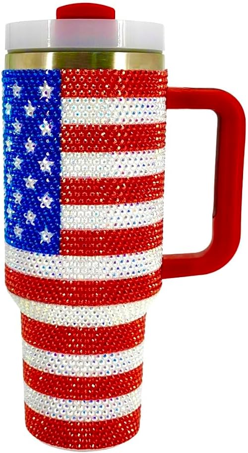 Rhinestone Flag 40oz Tumbler