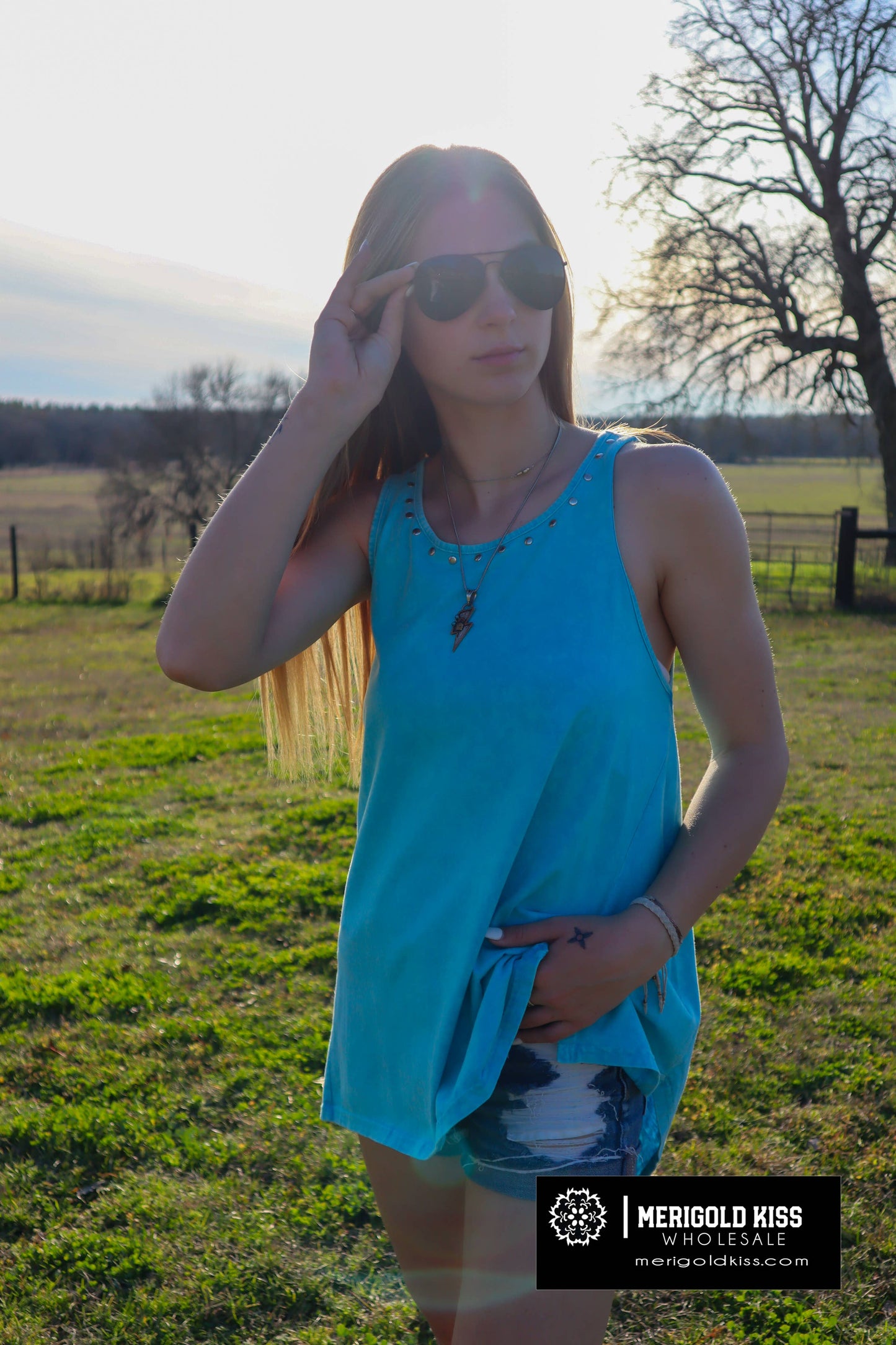 Studded Mineral Wash Top