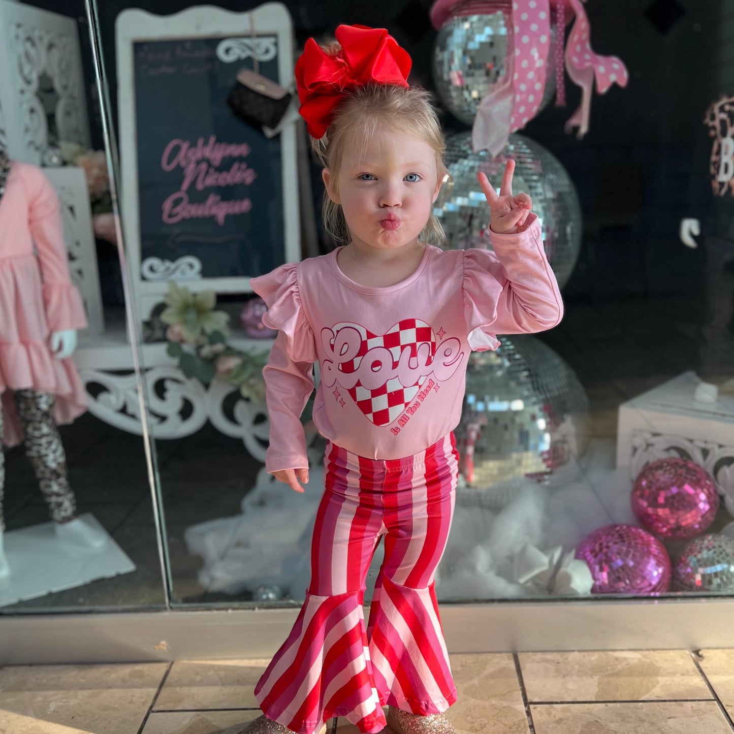 Girls Red Valentines Bow