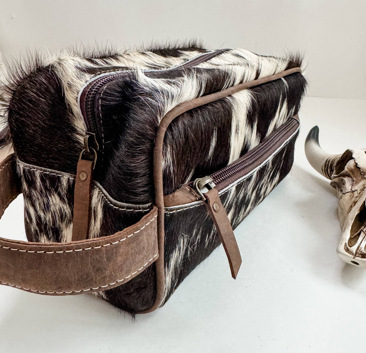 Cowhide | Western Toiletry Makeup Shaving Travel Bag