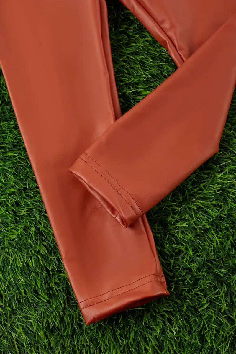 RUST FAUX LEATHER LEGGINGS GIRLS