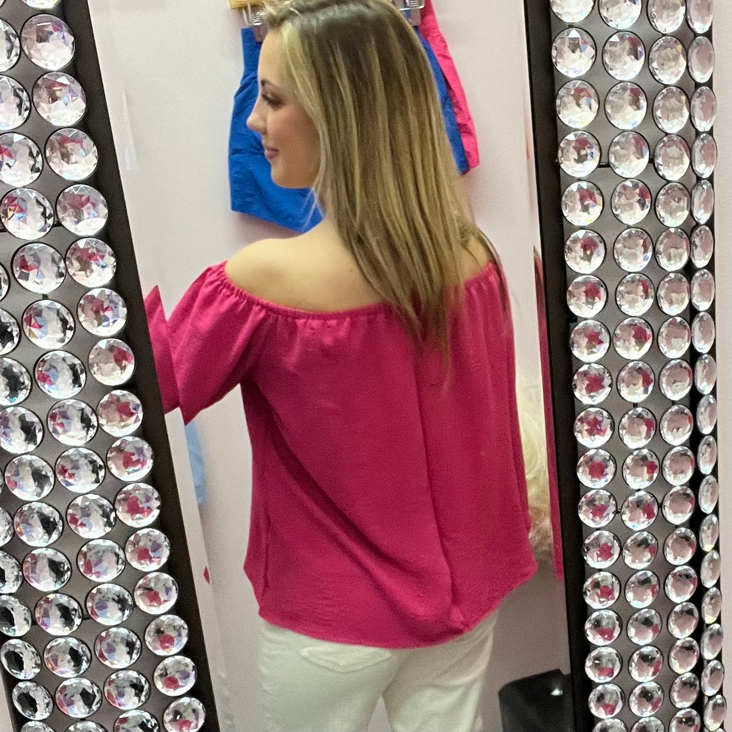 Hot Pink Off-Shoulder Blouse