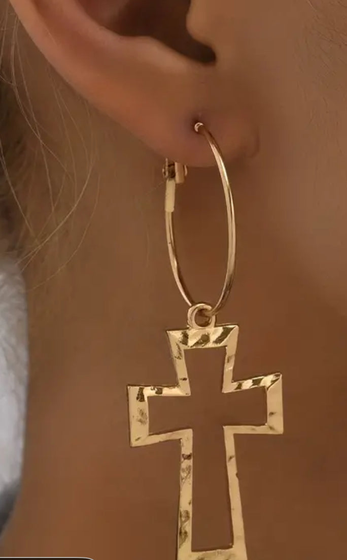 Hollow Cross Earrings
