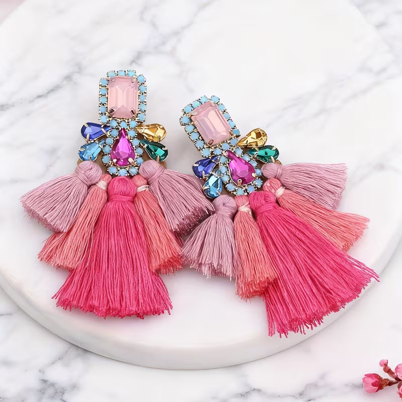 Rhinestone Tassel Earrings