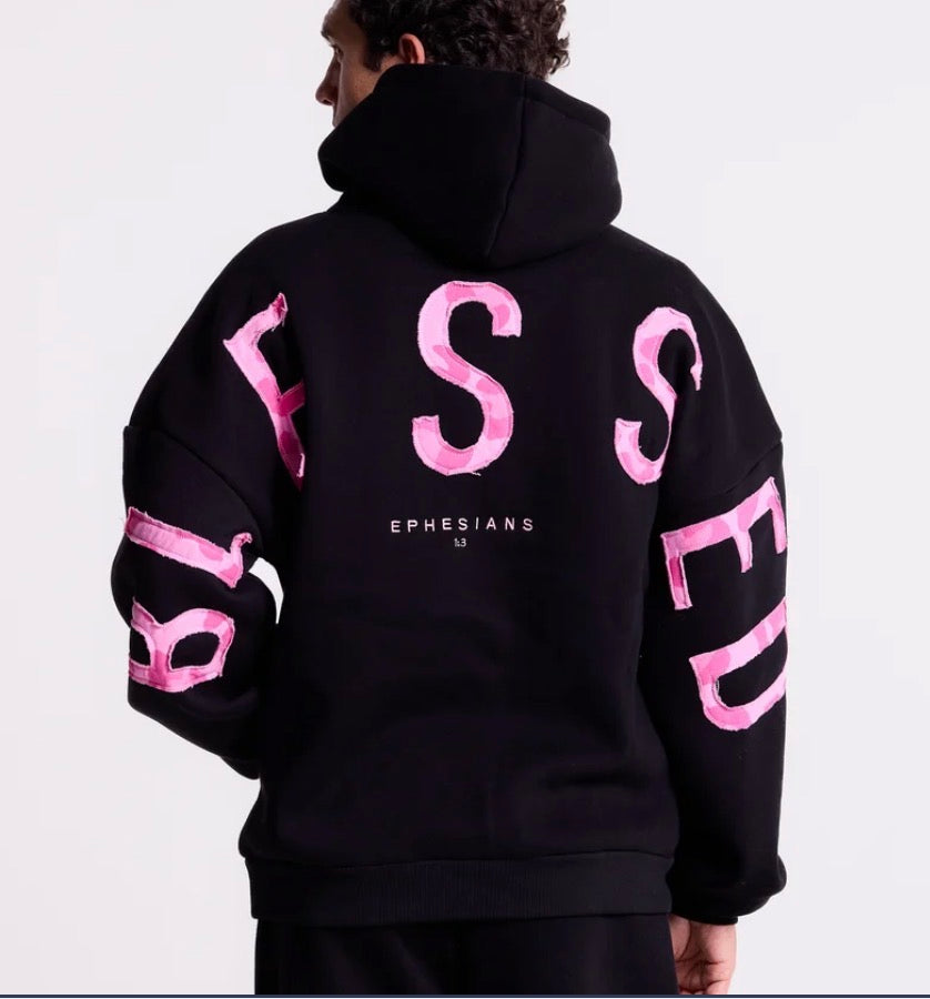 GLO Blessed Pink Leopard Patchwork Hoodie