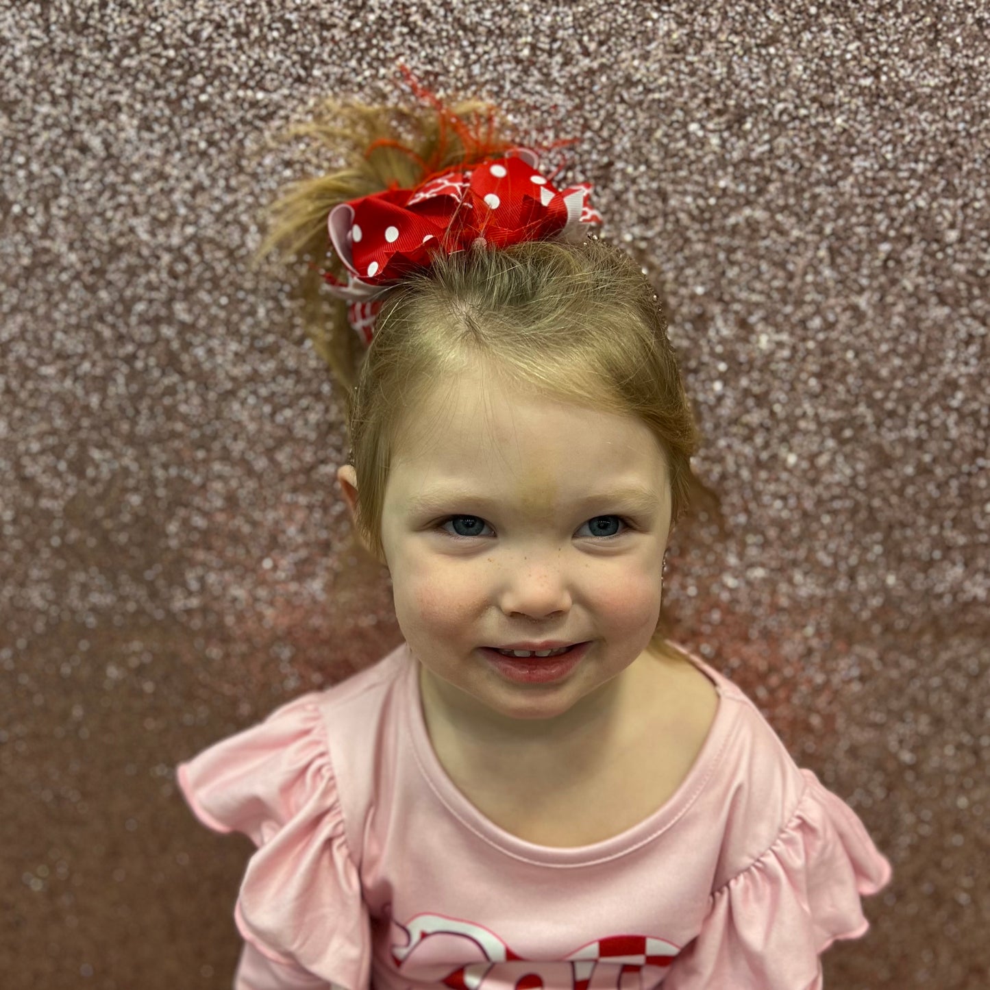 Girls Red Valentines Bow