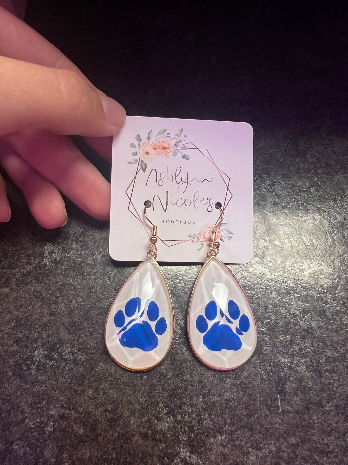 Blue Paw Earrings