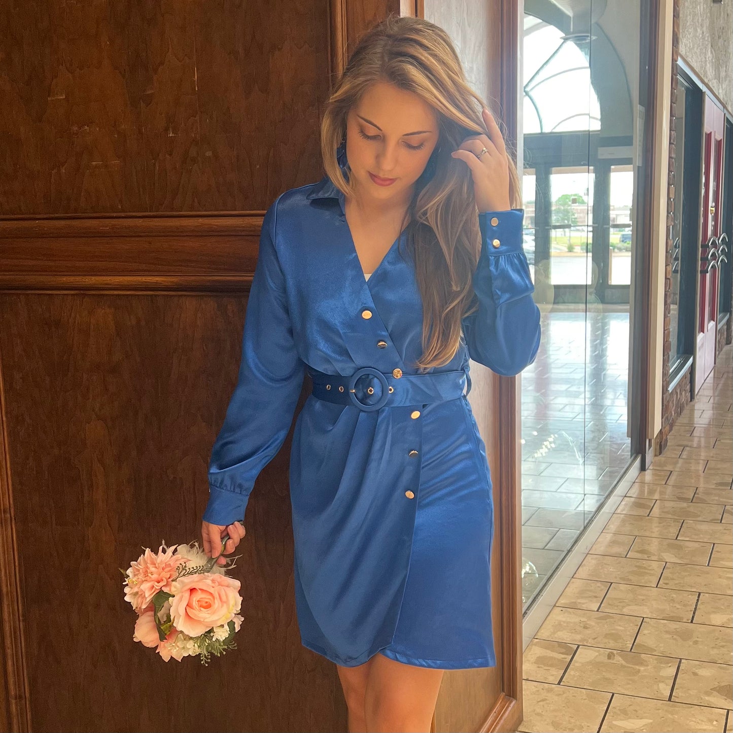 Royal Blue Belted Dress