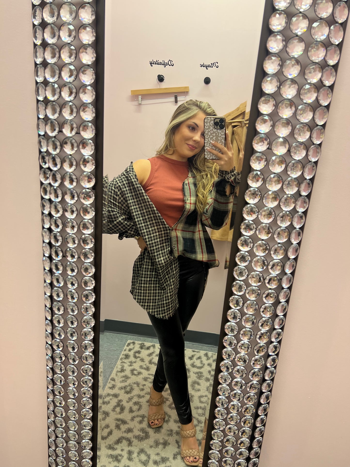Oversized Two Tone Plaid Top