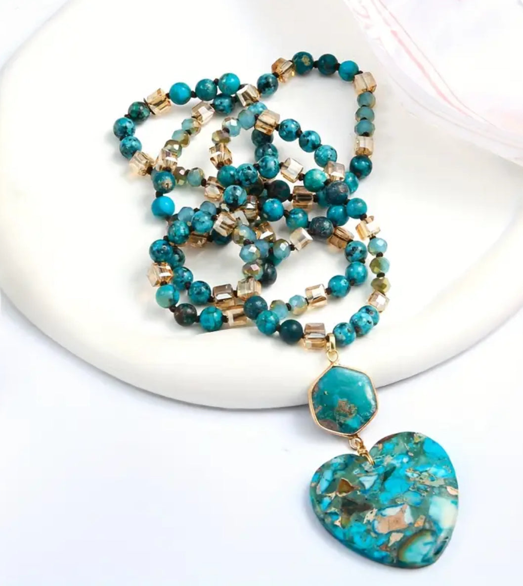 Blue Multicolr Natural Stone Necklace