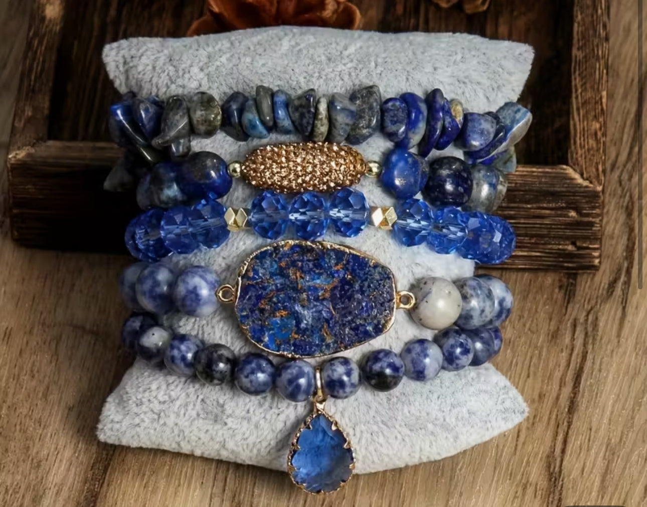 Natural Stone Glass Beaded Stack Bracelet