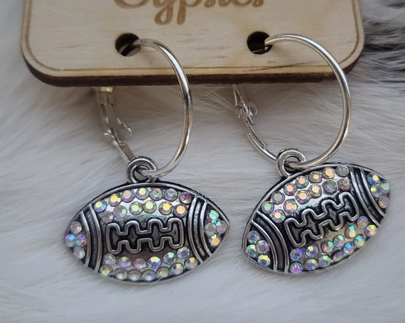 Rhinestone Football Earrings