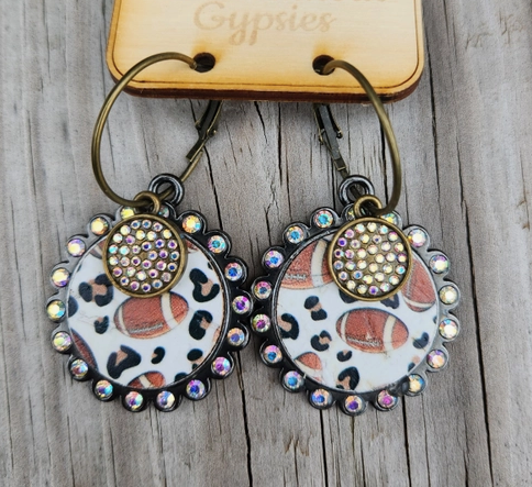 Round Cheetah Football Earrings