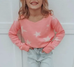 Girls Pink Star Sweater