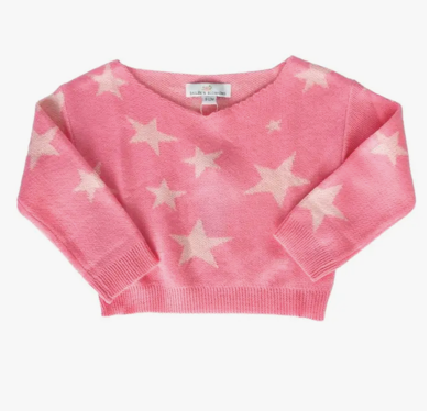 Girls Pink Star Sweater
