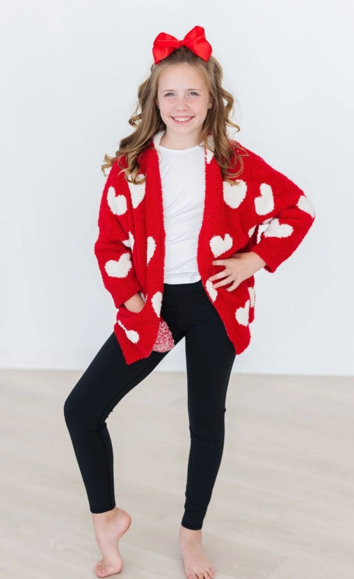 Red/Coconut Heart Cozy Cardigan