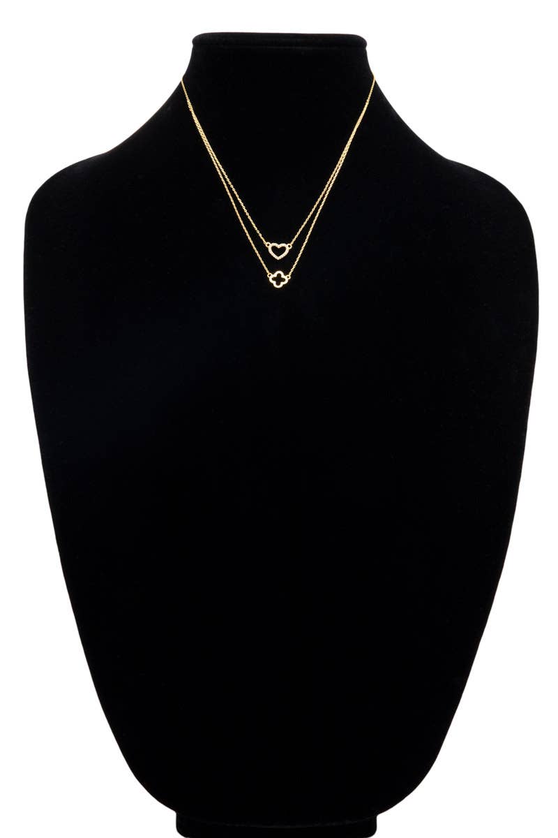 Heart and Clover Layered Necklace