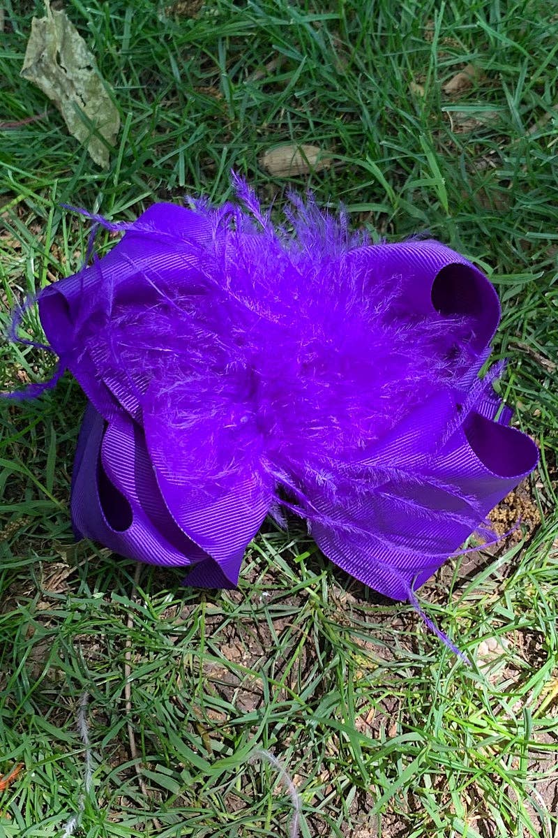 Regal Purple Feather Hair Bow
