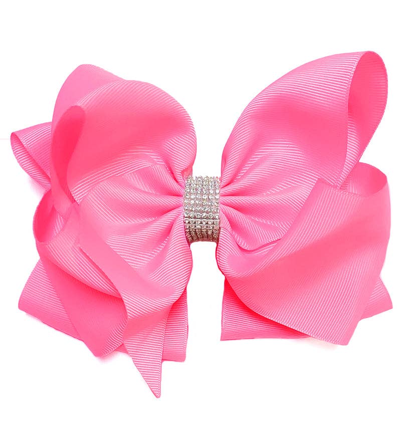 Geranium Rhinestone Hair Bow