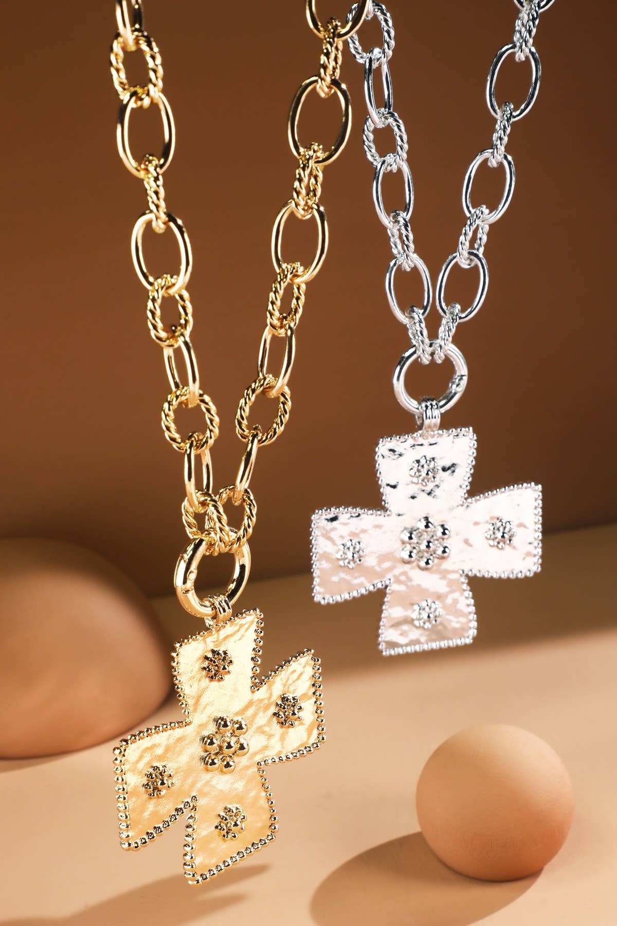 Chunky Cross Pendant Necklace