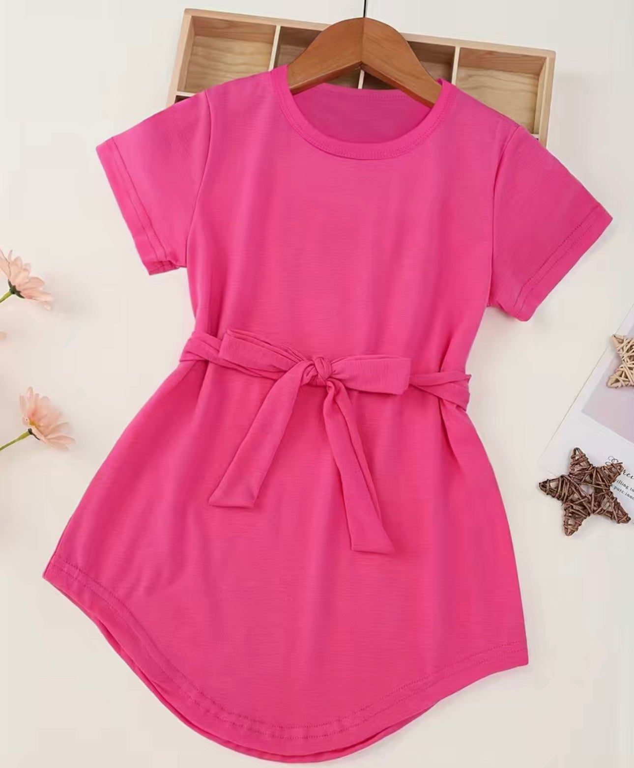 Girls Belted Tee Dress