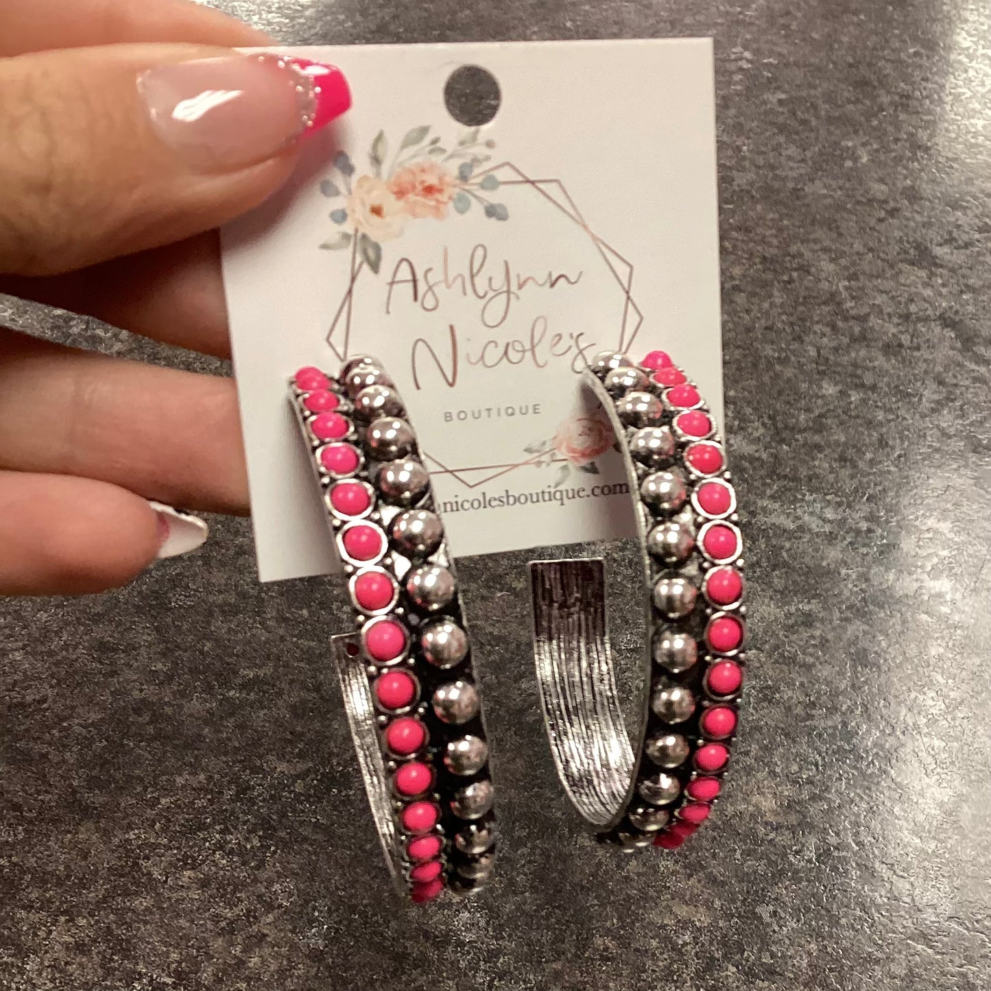 Pink and Silver Hoops