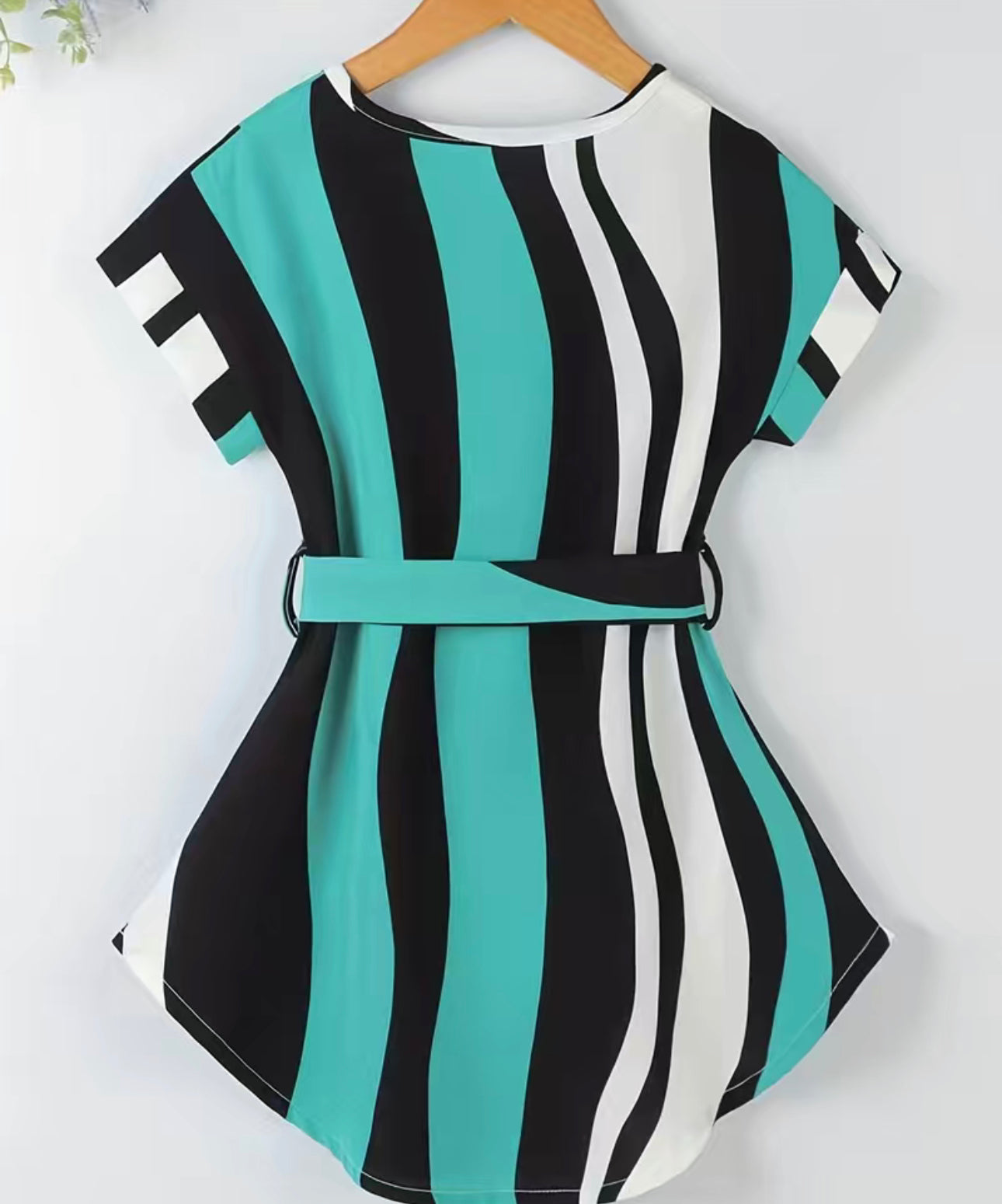 Girls Striped Belted Dress