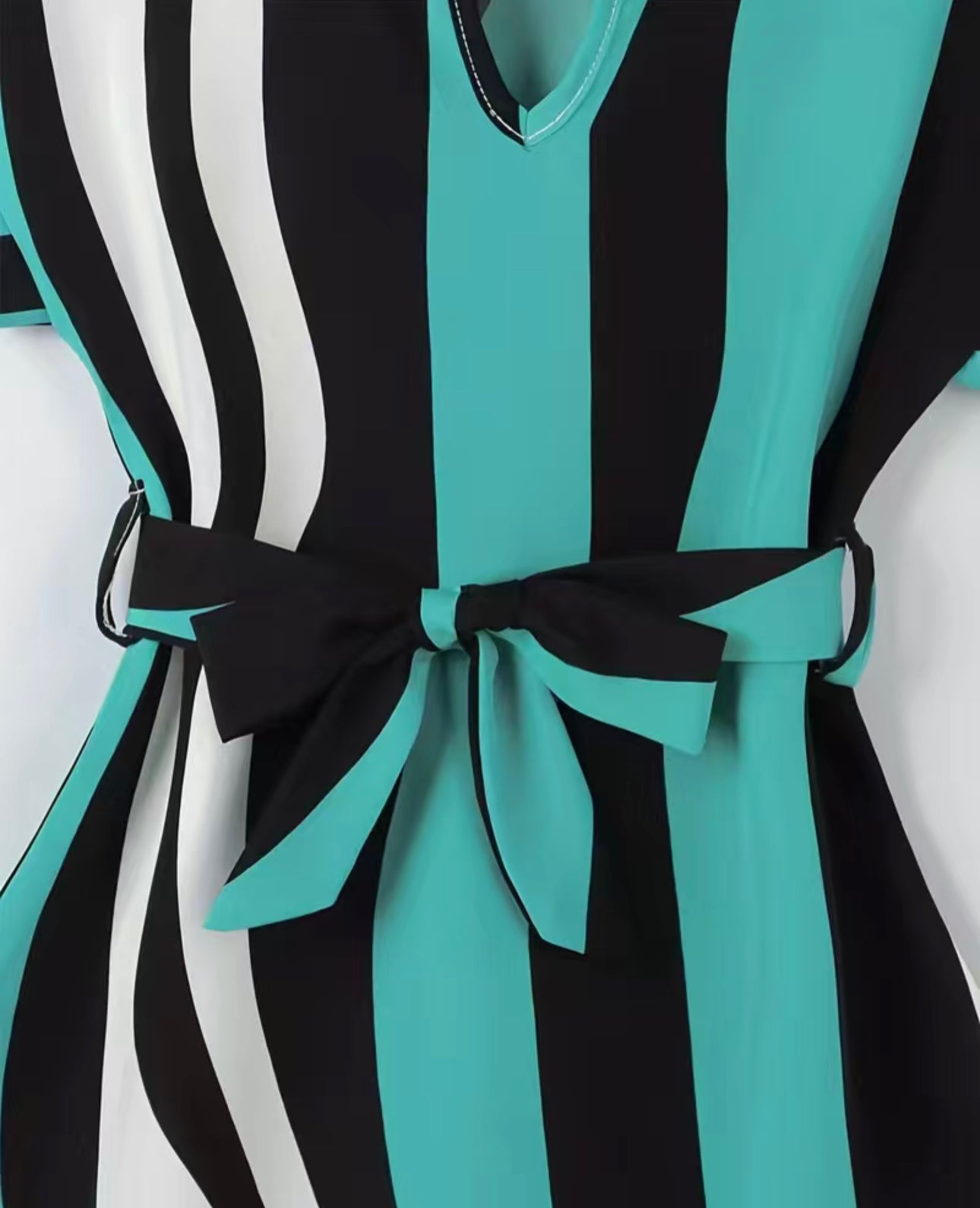 Girls Striped Belted Dress