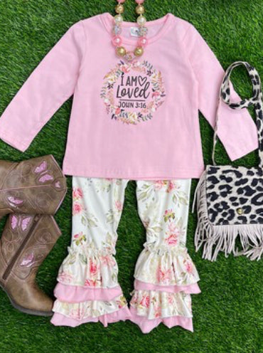 Girls “I am Loved” Pants Set